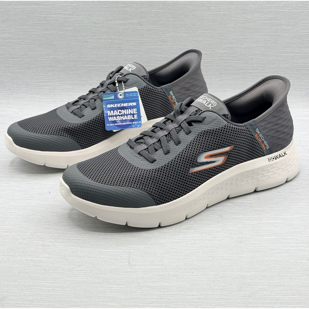 Skechers Slip Ins Men's 13 GOwalk Flex Grey Walking Shoes Memory Foam 216324